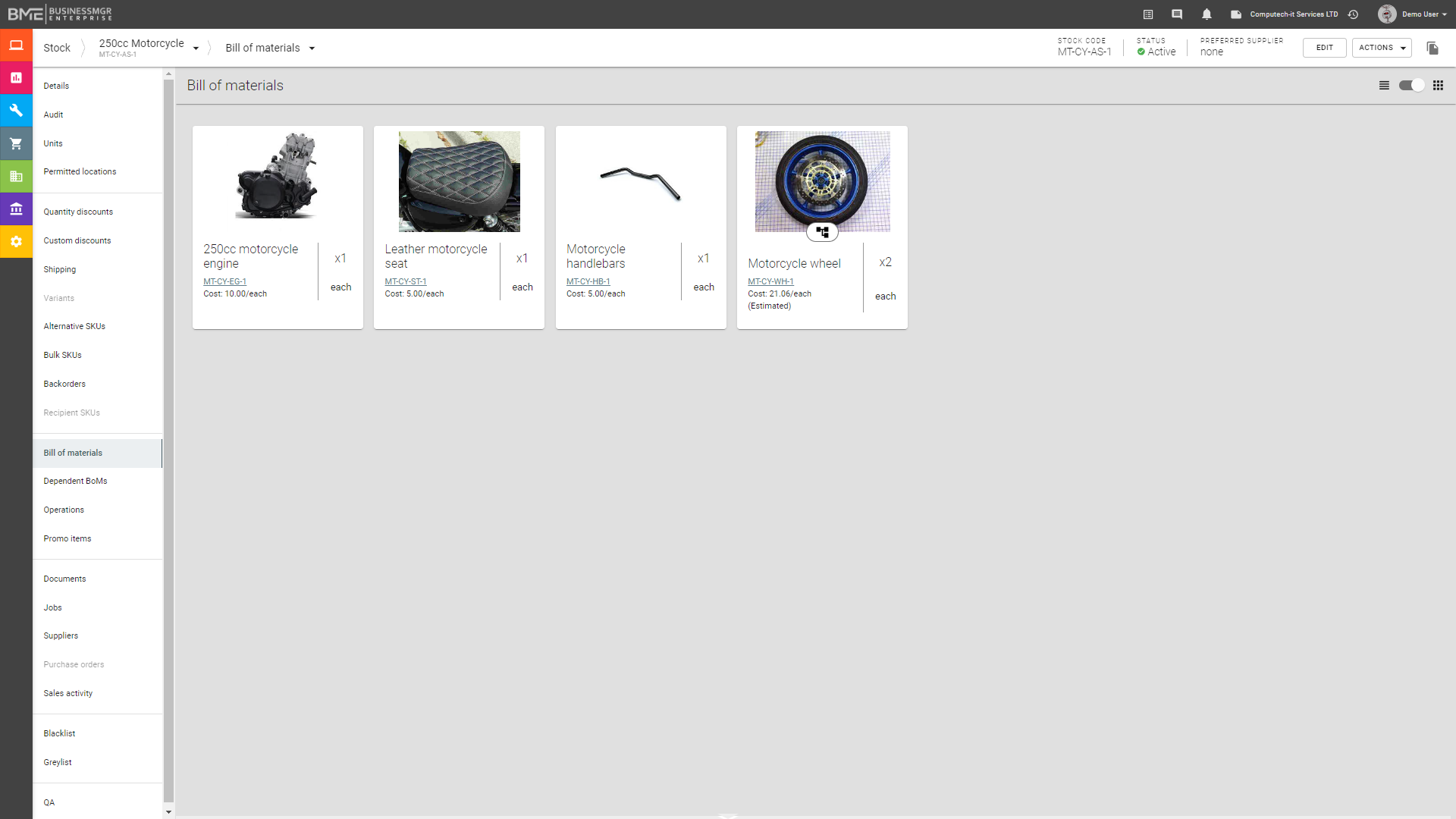 screenshot of Business Manager Enterprise (BME)